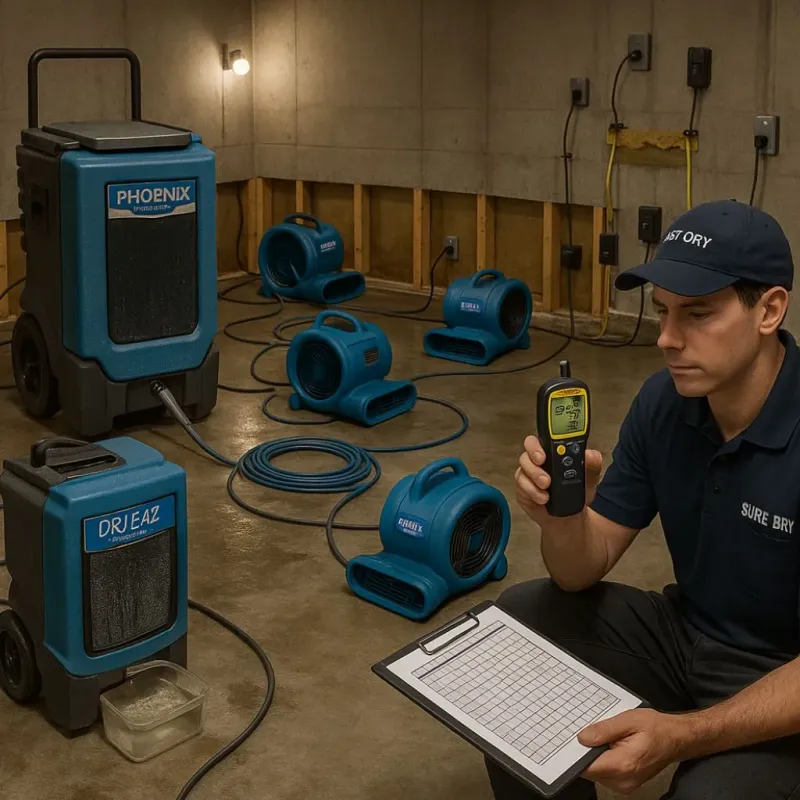 Structural Drying and Dehumidification process in Sutton County, TX